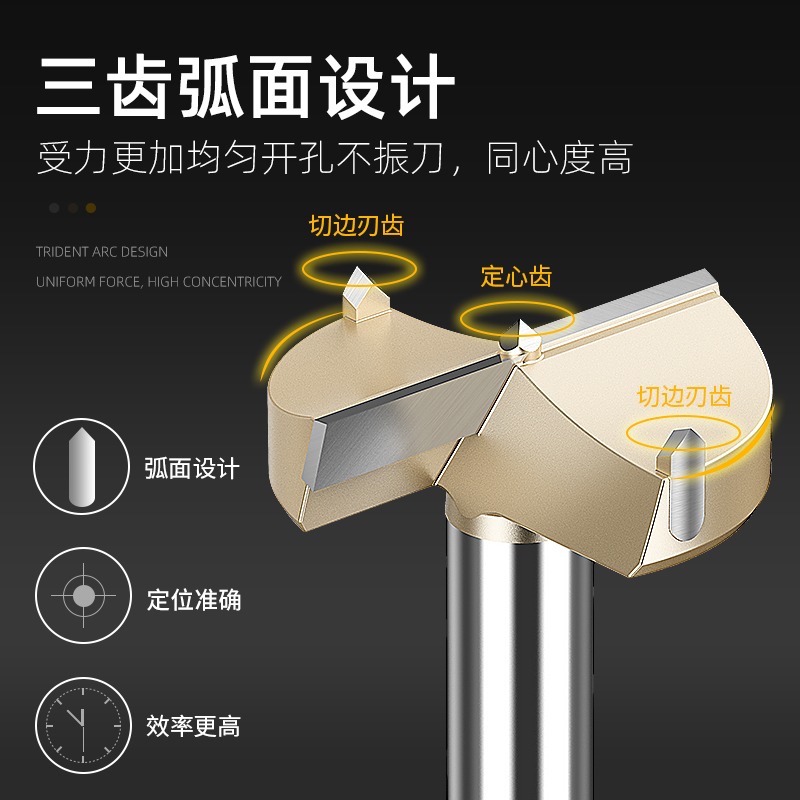 浪潮木工開孔器木頭板材擴孔桌面鉸鏈鉆孔取眼洞鉆頭木門打孔神器-細節圖2
