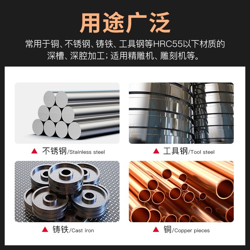 滬豪55度鎢鋼深溝球刀0.75合金加長塗層頸球頭2刃銑刀R0.5 1 1.25-細節圖5