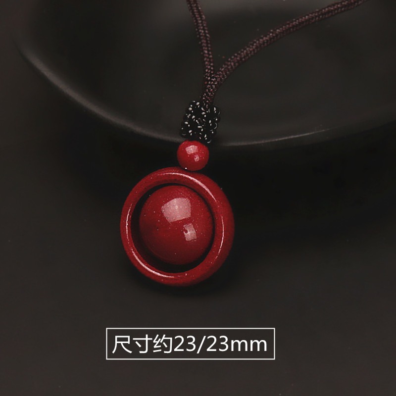 原礦天然硃砂吊墜男女款貔貅轉運珠護身符本命佛情侶款平安扣項鏈-細節圖3