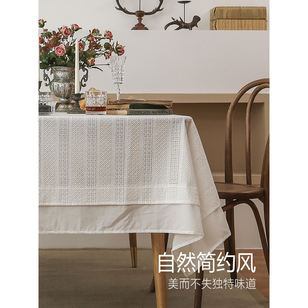 樸居蕾絲桌布布藝美式輕奢高級感茶幾北歐ins餐桌布純色法式臺布-細節圖2