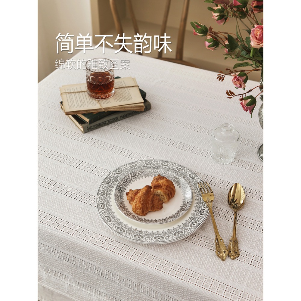 樸居蕾絲桌布布藝美式輕奢高級感茶幾北歐ins餐桌布純色法式臺布-細節圖5