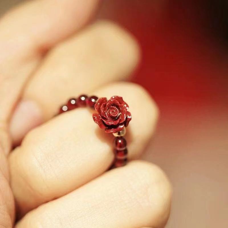 高含量紫金砂硃砂花開富貴玫瑰花吊墜本命年項鏈女招財保平安飾品-細節圖10