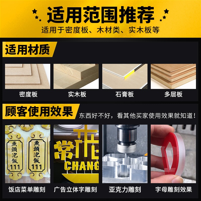 滬豪無刃帶加長3.175/4mm雙刃銑刀密度板切割專用木工雕刻機刀具-細節圖4