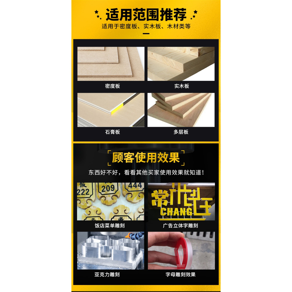 滬豪無刃帶加長3.175/4mm雙刃銑刀密度板切割專用木工雕刻機刀具-細節圖10
