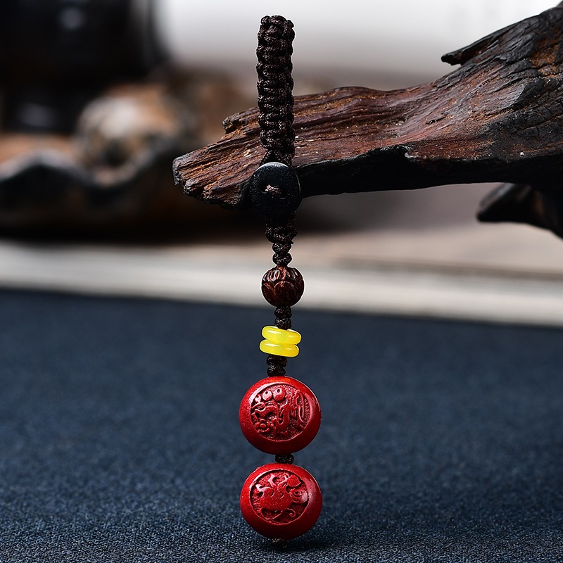 硃砂龍猴佑鼠手鏈手機鏈鑰匙扣虎年生肖屬鼠吉祥物情侶飾品-細節圖2