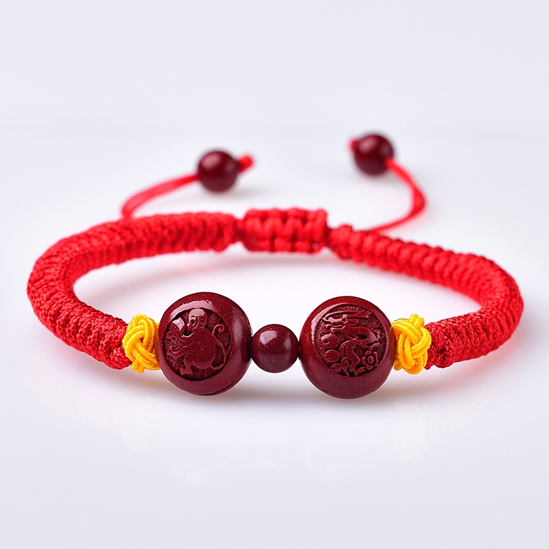 硃砂龍猴佑鼠手鏈手機鏈鑰匙扣虎年生肖屬鼠吉祥物情侶飾品-細節圖4