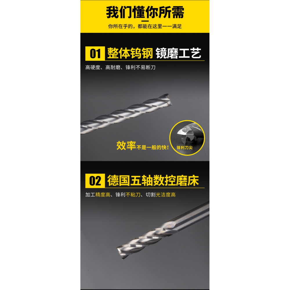 滬豪三刃四刃3.175/4/6mm木工銑刀電腦數控雕刻機刀具密度板鎢鋼-細節圖10