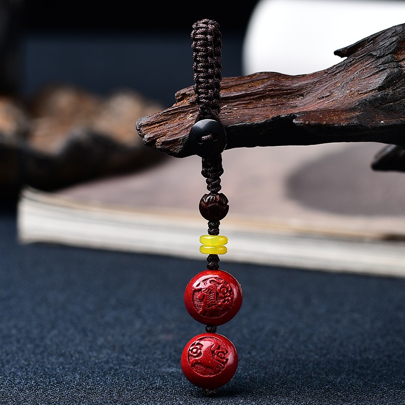 原創硃砂犬虎向福祿手機鏈手繩手鏈虎年生肖屬馬吉祥物男女款-細節圖2