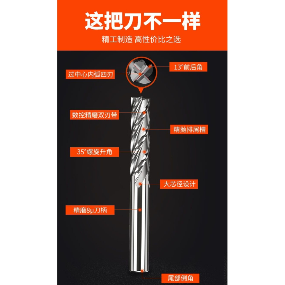 滬豪超硬白鋼銑刀4刃4F全磨過中心直柄立銑刀特加長高速鋼銑刀HSS-細節圖7