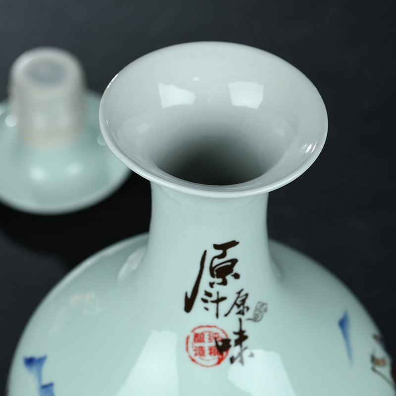 景德鎮1/2/3/5/10斤陶瓷酒瓶空瓶窖藏家用密封酒壺禮盒酒壇子酒罐-細節圖3