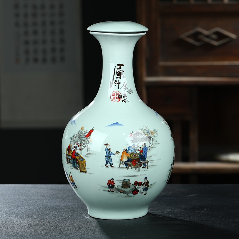 景德鎮1/2/3/5/10斤陶瓷酒瓶空瓶窖藏家用密封酒壺禮盒酒壇子酒罐-細節圖5