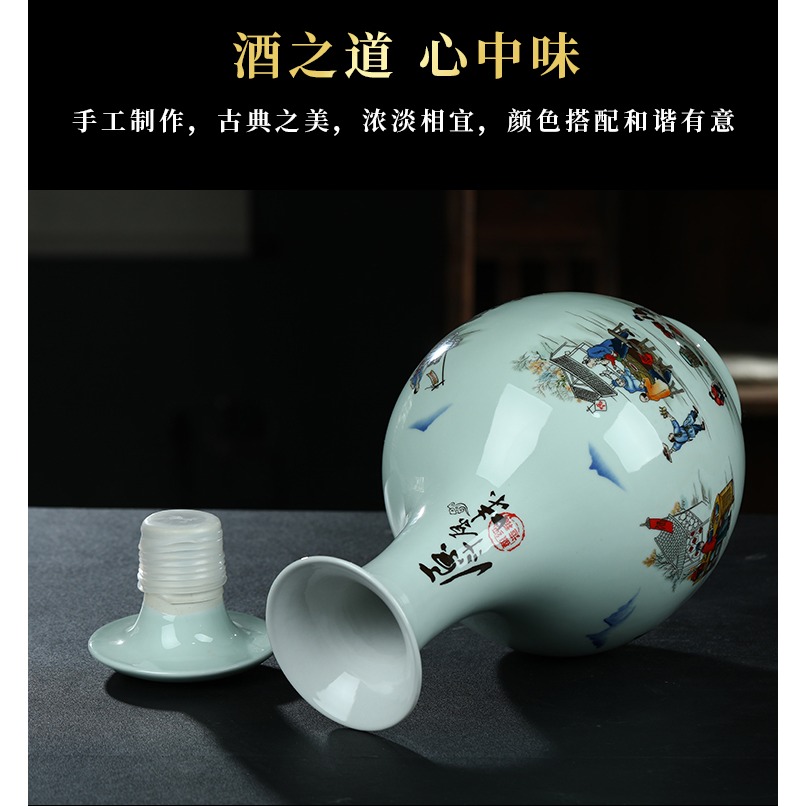 景德鎮1/2/3/5/10斤陶瓷酒瓶空瓶窖藏家用密封酒壺禮盒酒壇子酒罐-細節圖8