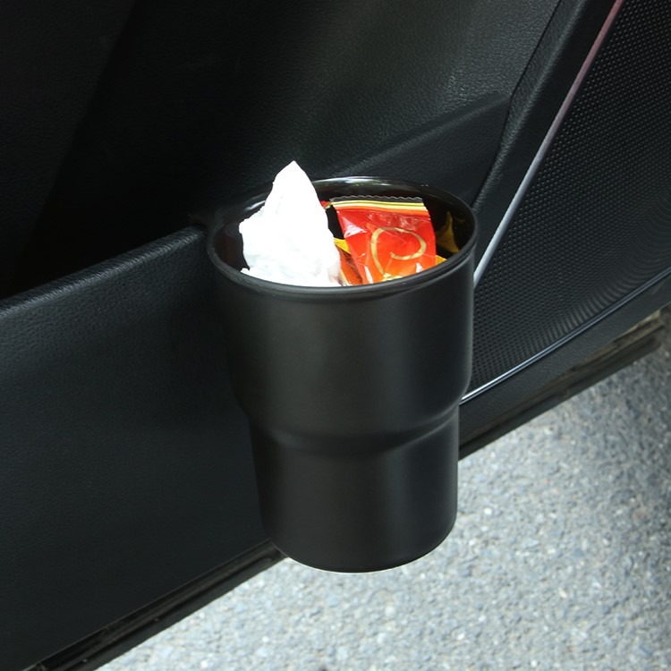 汽車家用多功能小水杯架車載垃圾桶門邊椅背掛式置物桶收納桶箱子-細節圖2