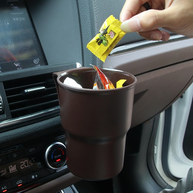 汽車家用多功能小水杯架車載垃圾桶門邊椅背掛式置物桶收納桶箱子-細節圖3