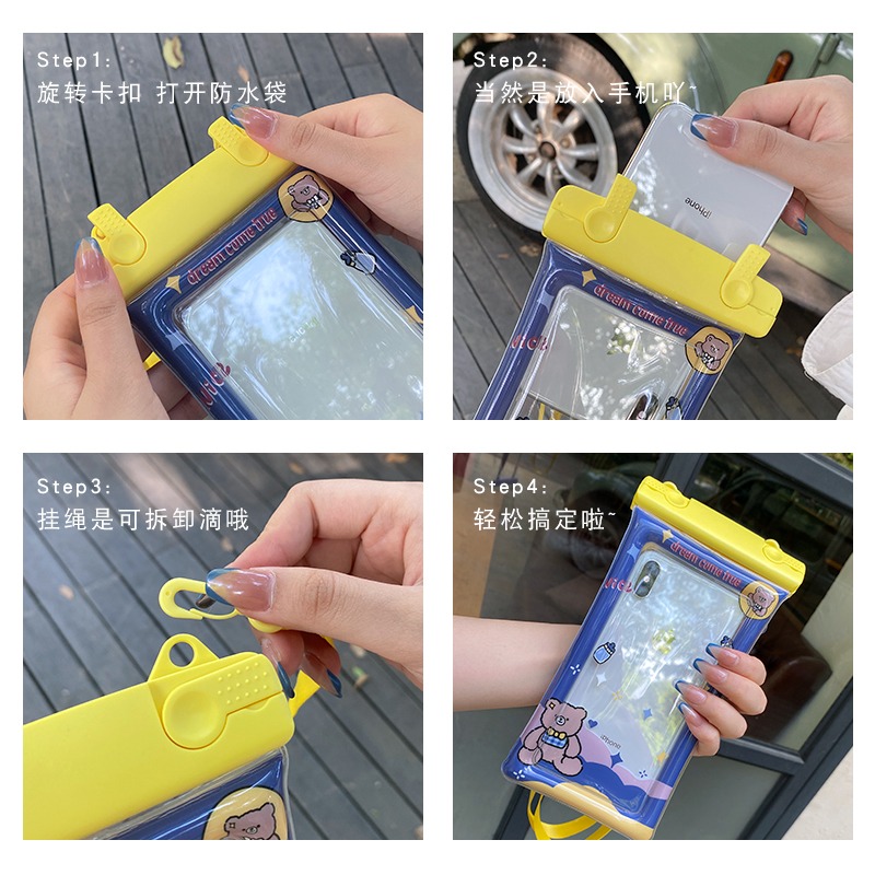 氣囊手機防水袋可觸屏拍照泳池海邊游泳密封潛水套漂流泡溫泉專用-細節圖3