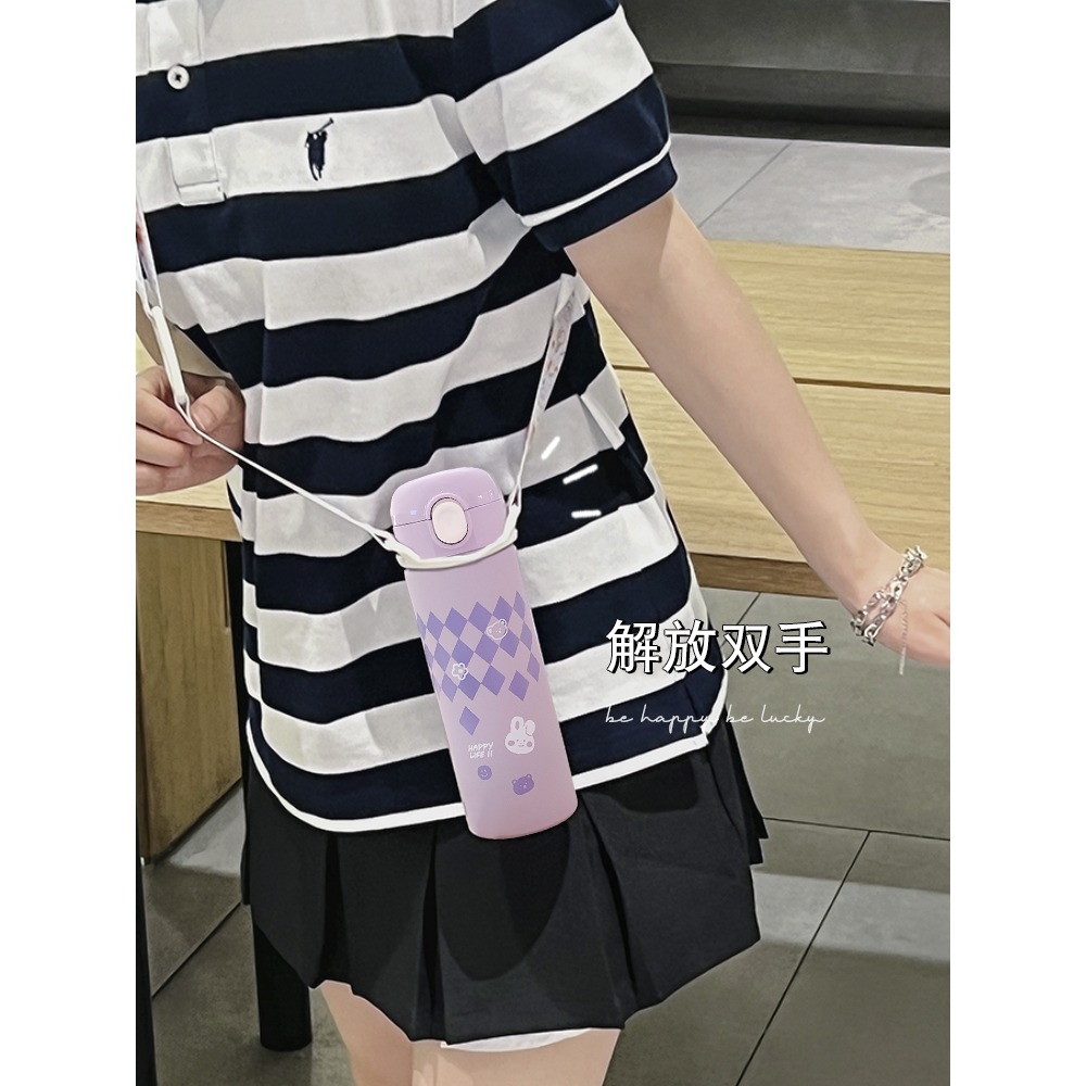 304不銹鋼保溫杯女生女士高顏值杯子可愛吸管水杯學生兒童便攜-細節圖4