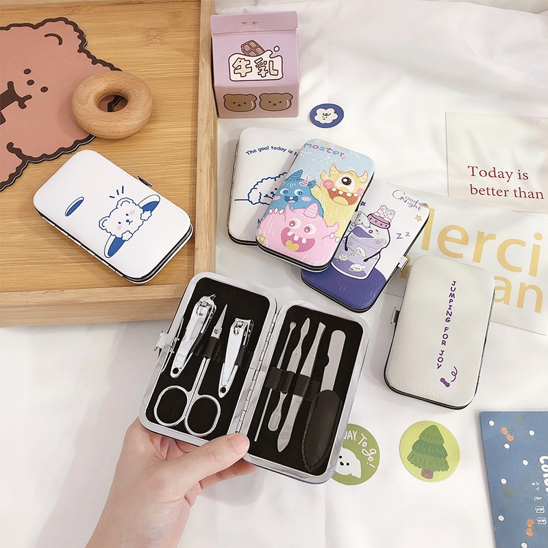 7件套指甲剪套裝家用指甲刀卡通學生便攜可愛指甲鉗少女美甲工具-細節圖2