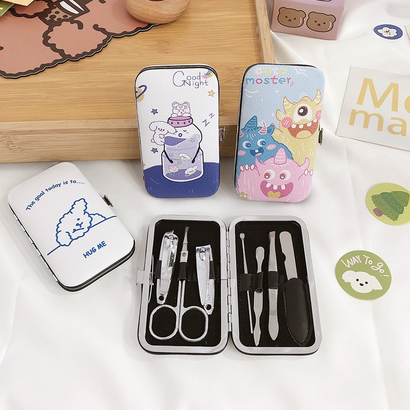 7件套指甲剪套裝家用指甲刀卡通學生便攜可愛指甲鉗少女美甲工具-細節圖4
