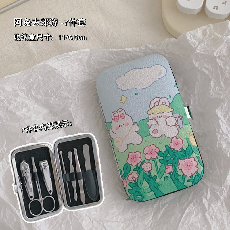 7件套指甲剪套裝家用指甲刀卡通學生便攜可愛指甲鉗少女美甲工具-細節圖6