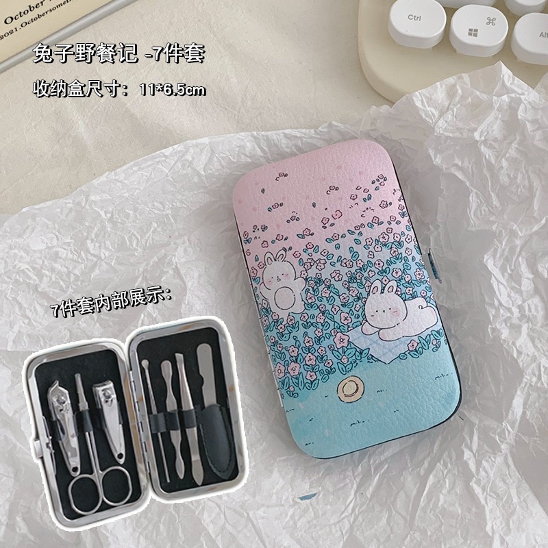 7件套指甲剪套裝家用指甲刀卡通學生便攜可愛指甲鉗少女美甲工具-細節圖8