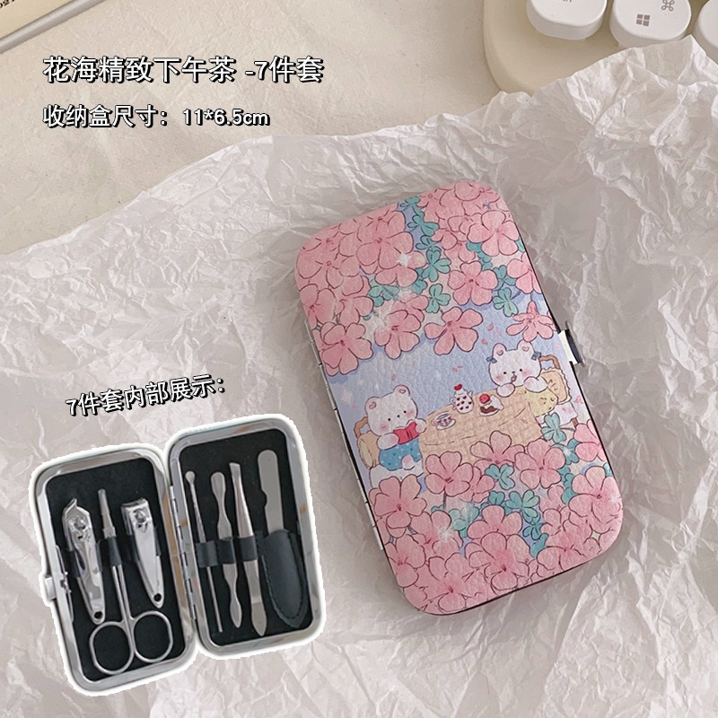 7件套指甲剪套裝家用指甲刀卡通學生便攜可愛指甲鉗少女美甲工具-細節圖9