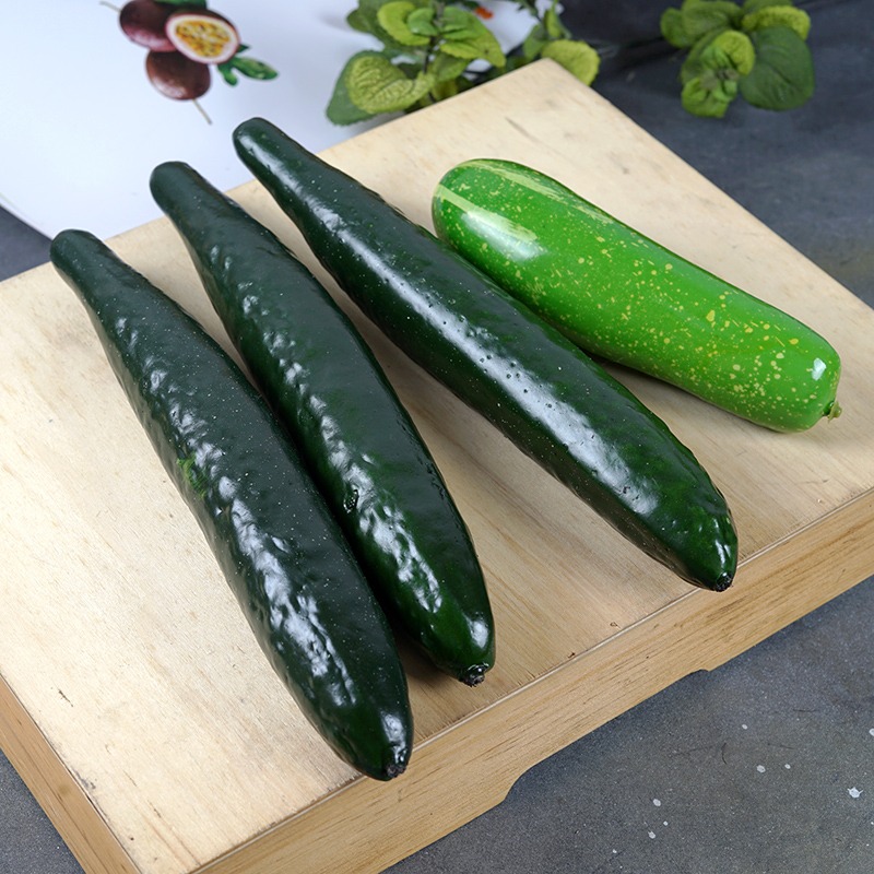 熱賣PU軟硅膠青瓜仿真蔬菜假白瓜涼苦瓜道具絲瓜小黃瓜成玩具模型-細節圖3