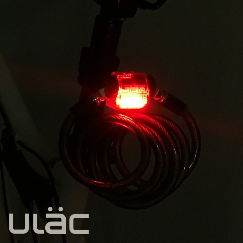 優力ULAC自行車尾燈鎖 LK-EX3閃光安全鋼纜鎖 帶燈夜行具備安全性-細節圖2