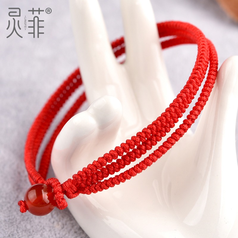 三生繩紅繩手鏈女男金剛結手工編織手繩幸運本命年手串小紅繩飾品-細節圖3