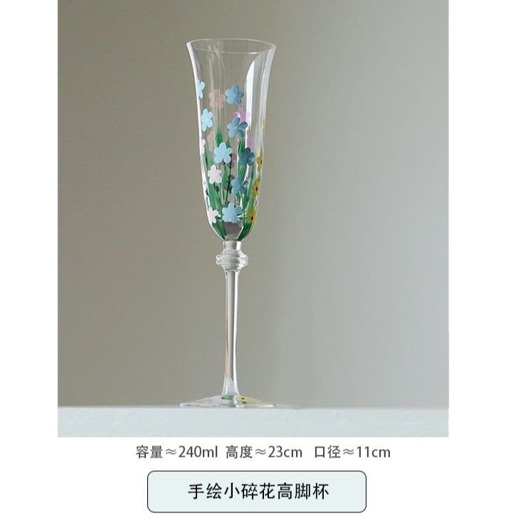 澤滕家 手繪設計師款中古杯 水晶玻璃紅酒杯高腳杯葡萄酒繪香檳杯-細節圖7