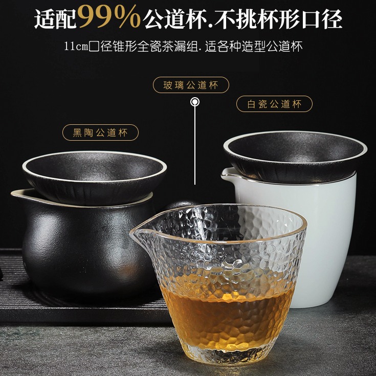 創意陶瓷茶濾茶葉過濾網家用功夫茶具茶漏茶隔濾茶器配件茶寵擺件-細節圖3