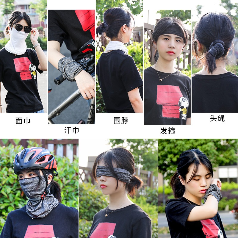 防曬面罩騎行冰絲掛耳面巾全臉頭巾男外賣騎手裝備遮臉圍脖套薄款-細節圖4