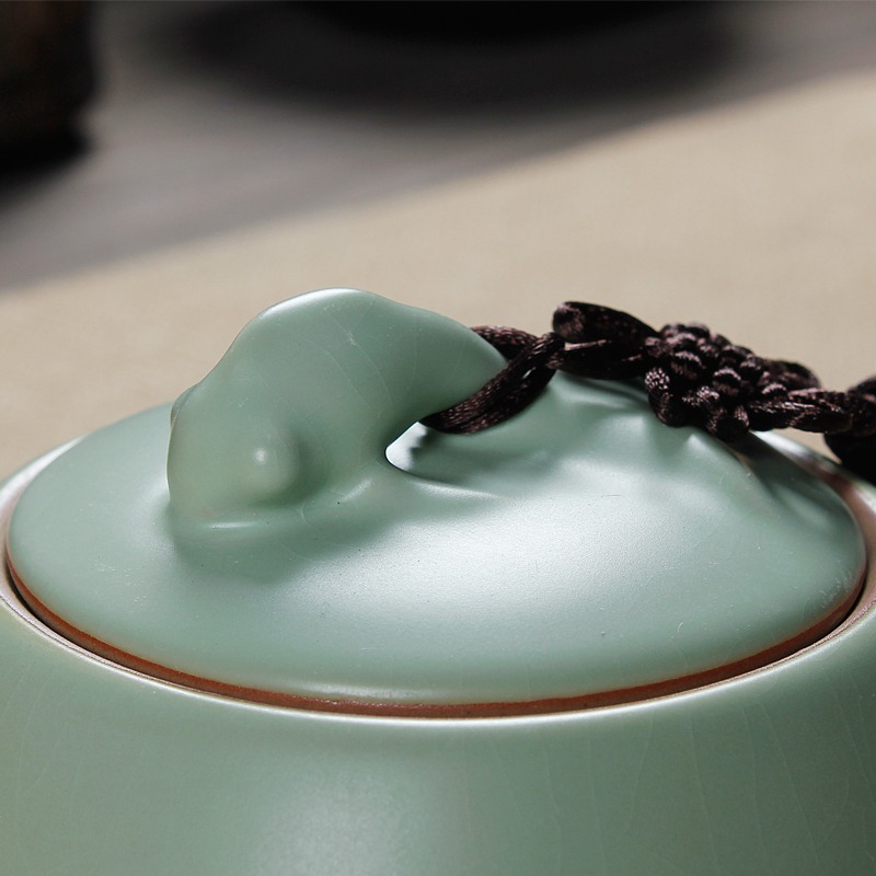 友尚 汝窯茶葉罐 大號 儲茶罐 陶瓷密封罐 花茶罐 鹽糖保鮮罐-細節圖2
