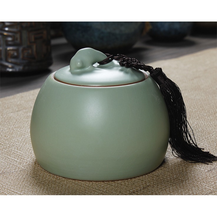 友尚 汝窯茶葉罐 大號 儲茶罐 陶瓷密封罐 花茶罐 鹽糖保鮮罐-細節圖8