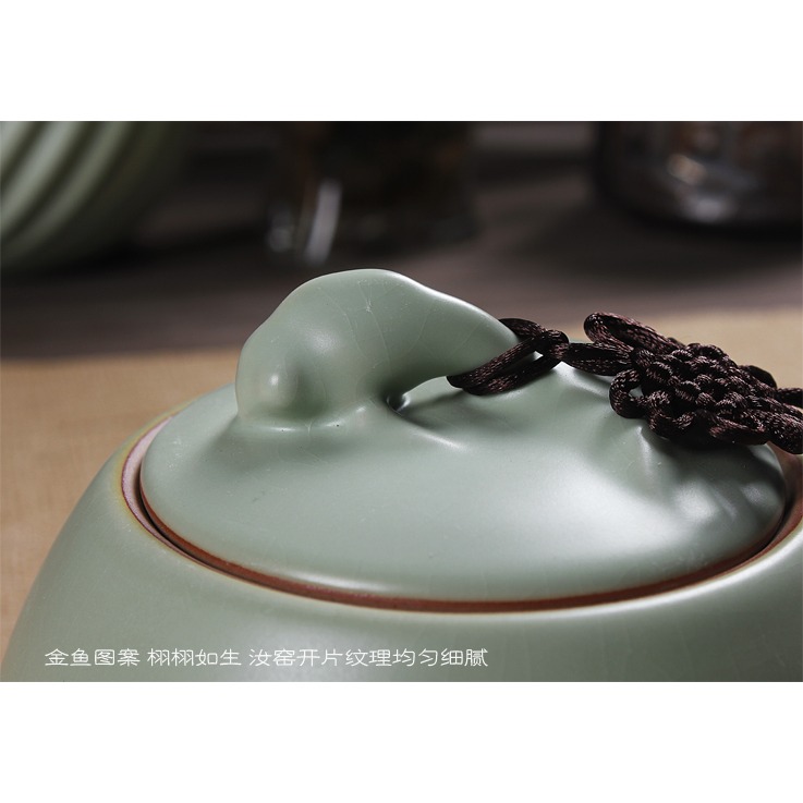 友尚 汝窯茶葉罐 大號 儲茶罐 陶瓷密封罐 花茶罐 鹽糖保鮮罐-細節圖10
