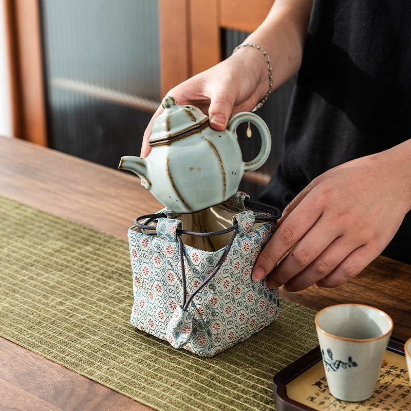 棉麻蓋碗收納包便攜戶外茶具茶壺主人杯快客杯旅行布包防撞防護袋-細節圖4