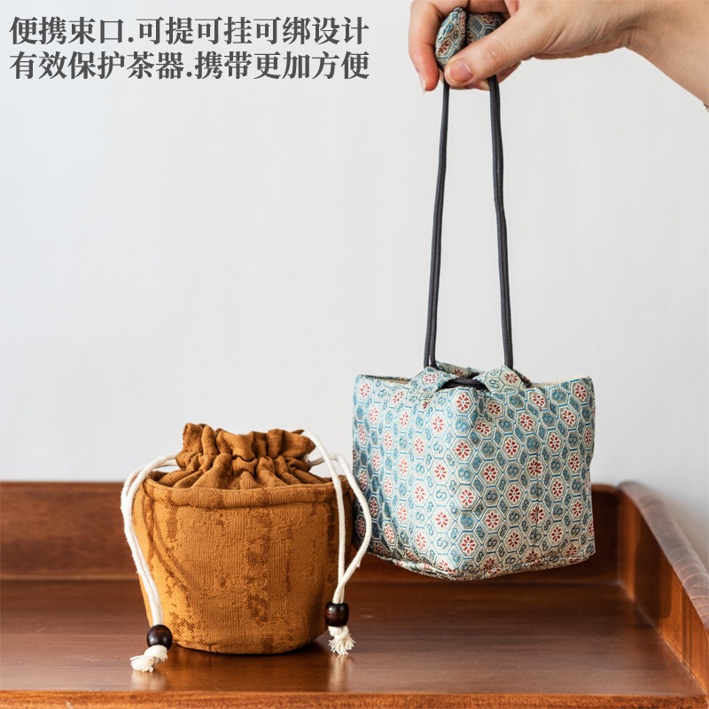 棉麻蓋碗收納包便攜戶外茶具茶壺主人杯快客杯旅行布包防撞防護袋-細節圖5