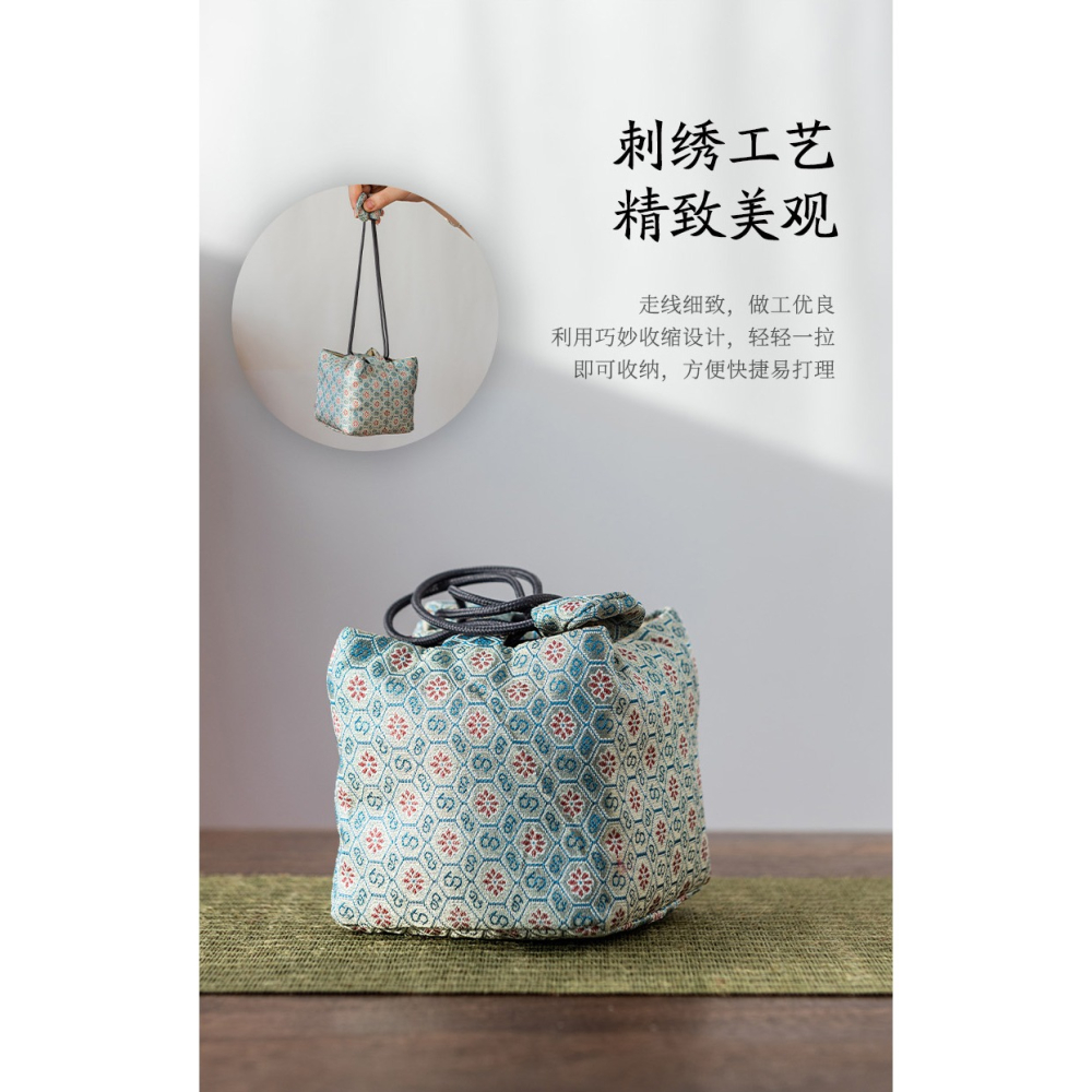 棉麻蓋碗收納包便攜戶外茶具茶壺主人杯快客杯旅行布包防撞防護袋-細節圖9