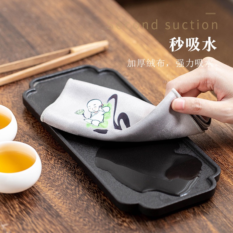 中式強吸水茶巾麂皮絨雙面加厚功夫茶具茶盤專用茶桌抹布茶席茶巾-細節圖3