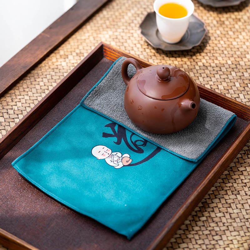 中式強吸水茶巾麂皮絨雙面加厚功夫茶具茶盤專用茶桌抹布茶席茶巾-細節圖4