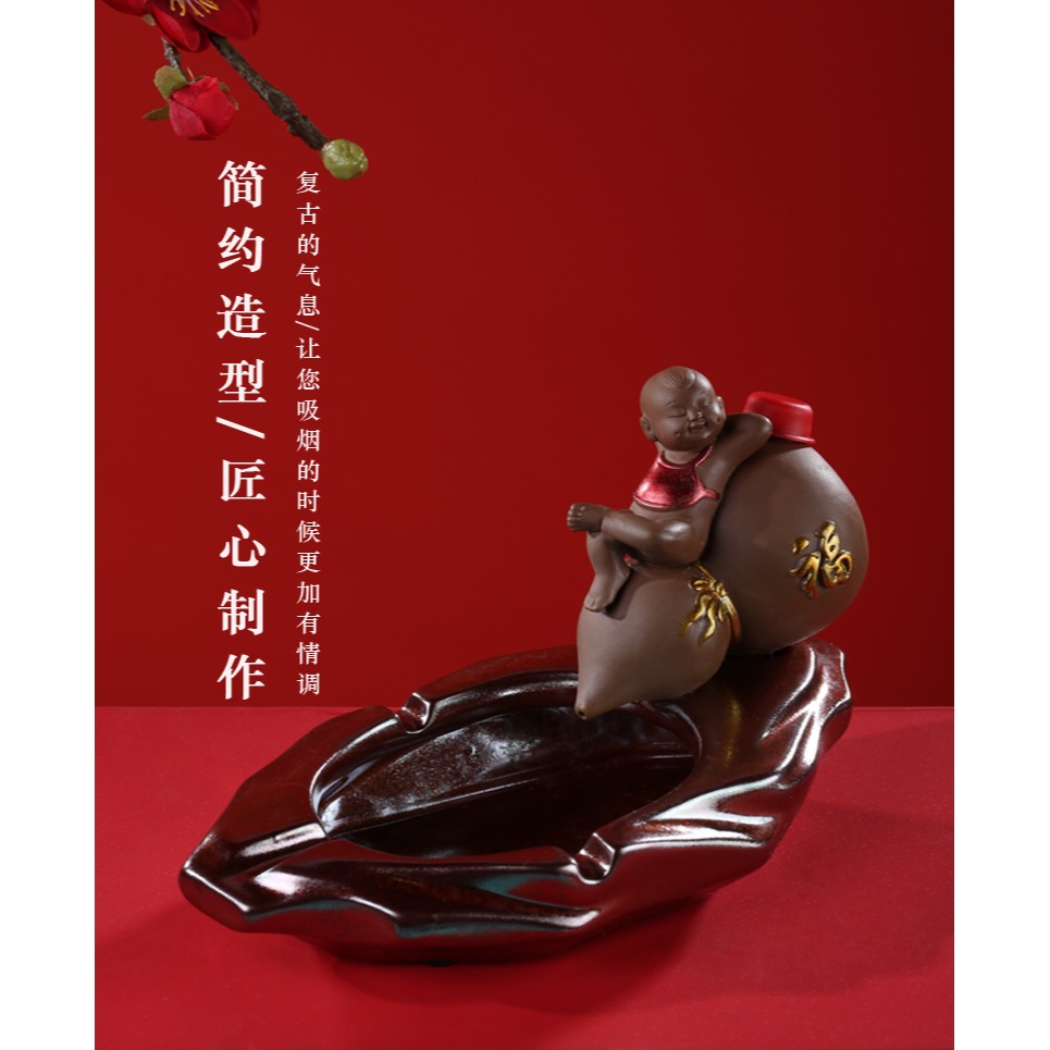 創意煙灰缸家用客廳辦公室茶幾個性紫砂茶寵擺件煙灰缸開業送禮物-細節圖7