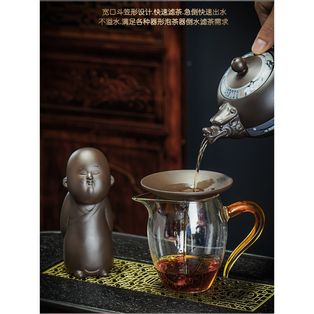 創意紫砂茶濾茶寵擺件家用茶具茶漏隔濾茶器茶道六君子蓋置茶葉罐-細節圖10