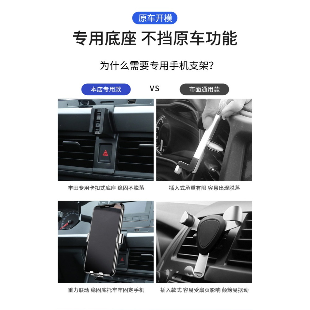 豐田手機車載支架奕澤蘭德酷路澤威馳埃爾法普拉多皇冠汽車專用-細節圖8