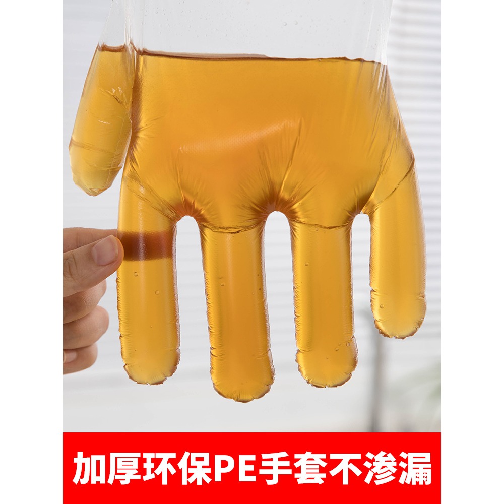 加厚塑料喫龍蝦美容美發保護手套食品餐飲廚房家用薄膜一次性手套-細節圖4