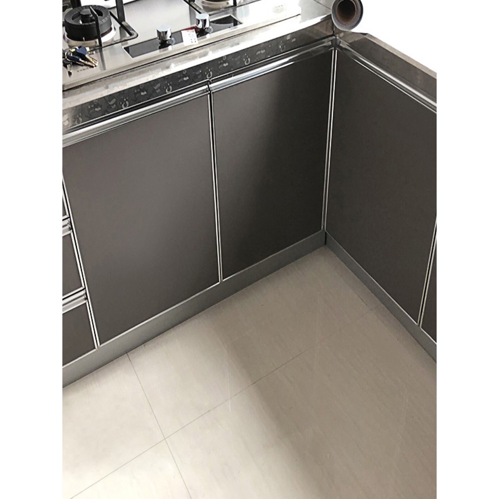 廚房櫥櫃門墻貼防水墻紙自粘防油廚櫃冰箱衣櫃子傢俱翻新貼紙純色-細節圖2