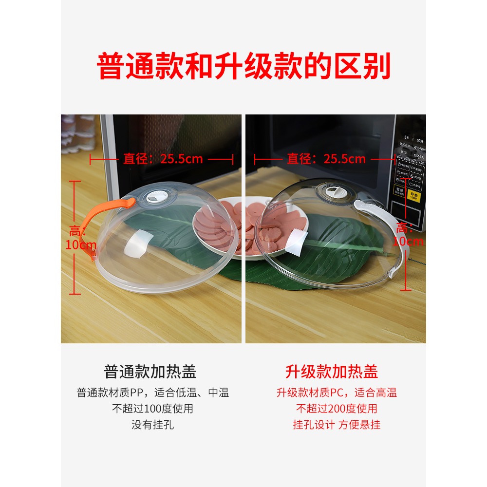 微波爐內加熱專用蓋子熱菜罩通用防油防濺蓋家用耐高溫透明保鮮蓋-細節圖5