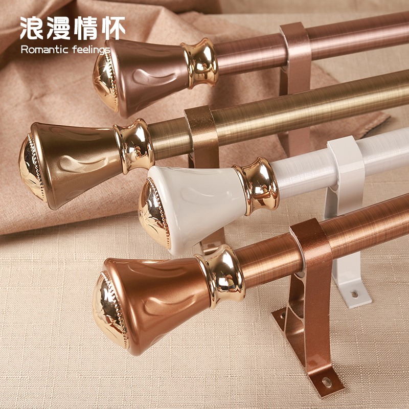 浪漫情懷鋁合金仿古拉絲羅馬桿窗簾桿窗簾軌道單桿雙桿配件齊全-細節圖4
