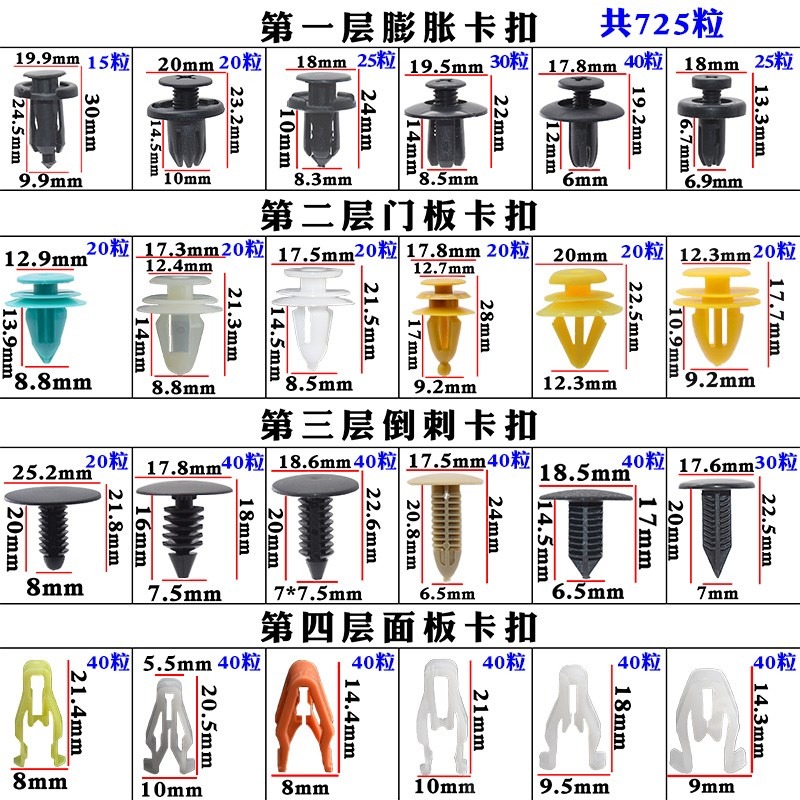 混裝汽車門板葉子板內村頂棚擋泥板保險槓儀表臺塑料卡子卡扣大全-細節圖7