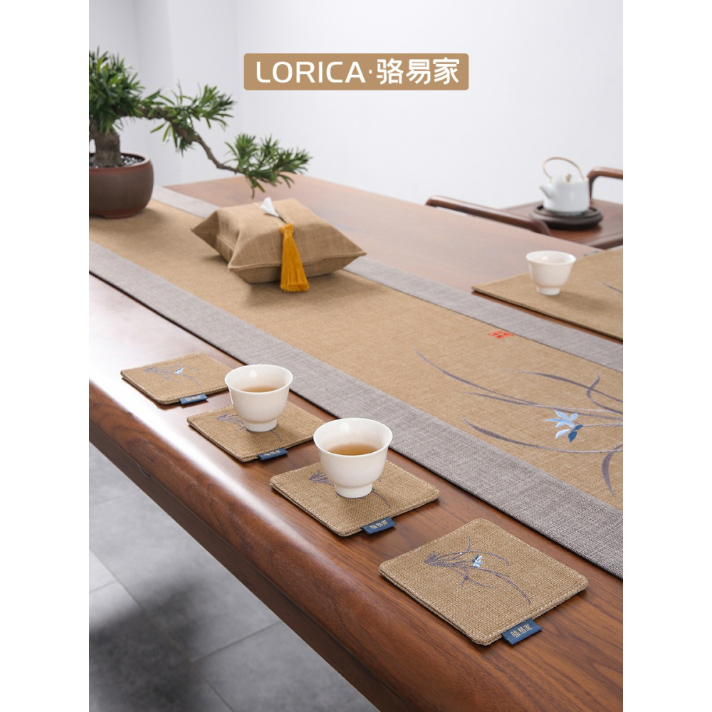 駱易家新中式布藝杯墊茶道餐墊茶杯墊隔熱墊茶桌墊茶席墊佈防燙墊-細節圖2