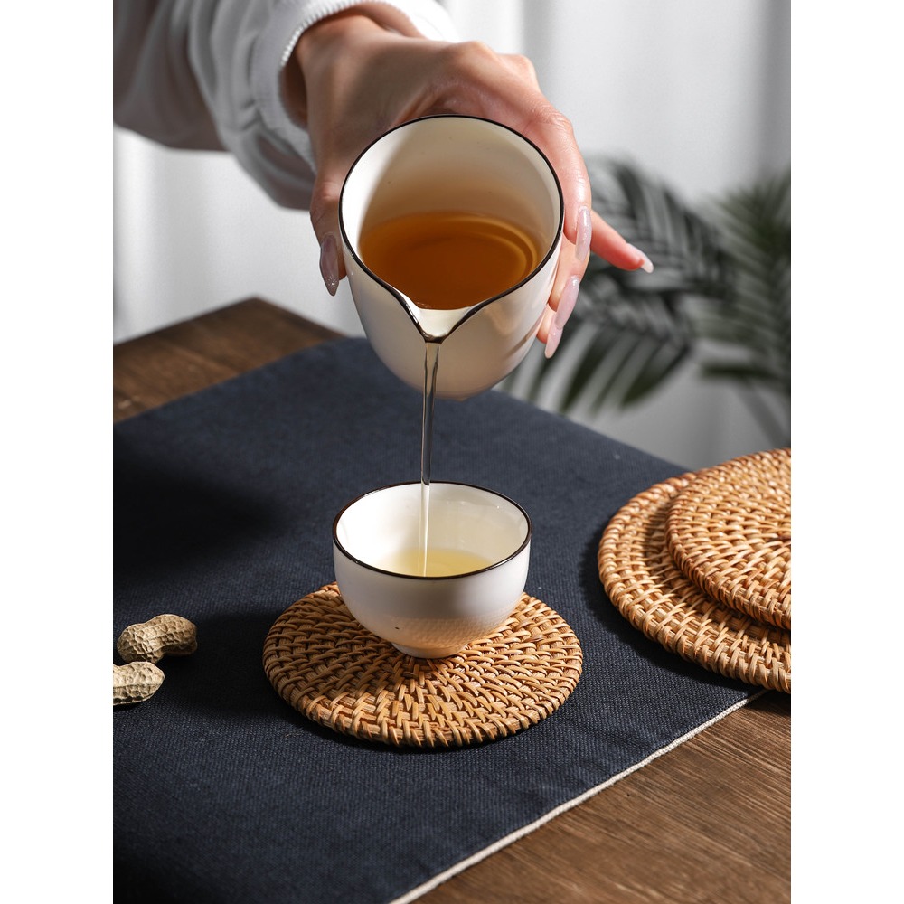 異興竹編製品家用手工編織茶杯墊藤編工藝品隔熱墊廚房餐墊防燙墊-細節圖4