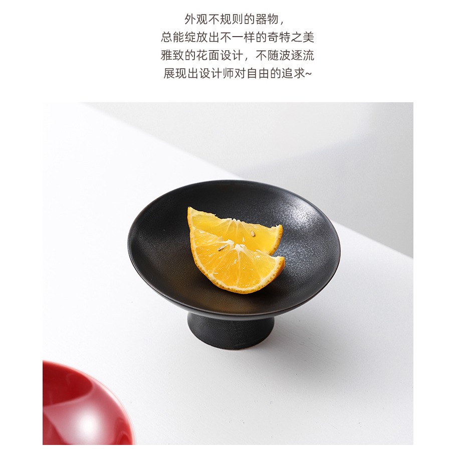 異興陶瓷高腳茶點盤果盤迷你小點心零食碗家用託盤籃日式堅果碟子-細節圖6